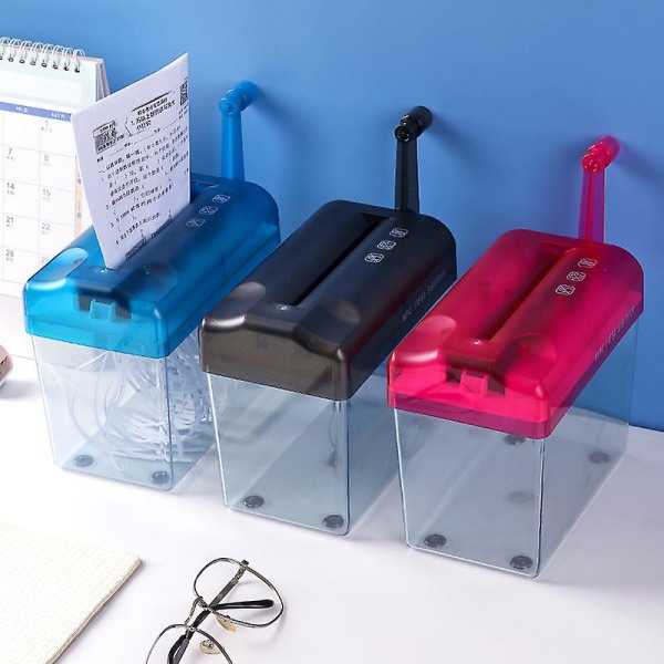 Käsikäyttöinen silppuri, A6 kannettava mini käsikäyttöinen paperisilppuri toimistoon, kotiin, kouluun (pinkki) blue
