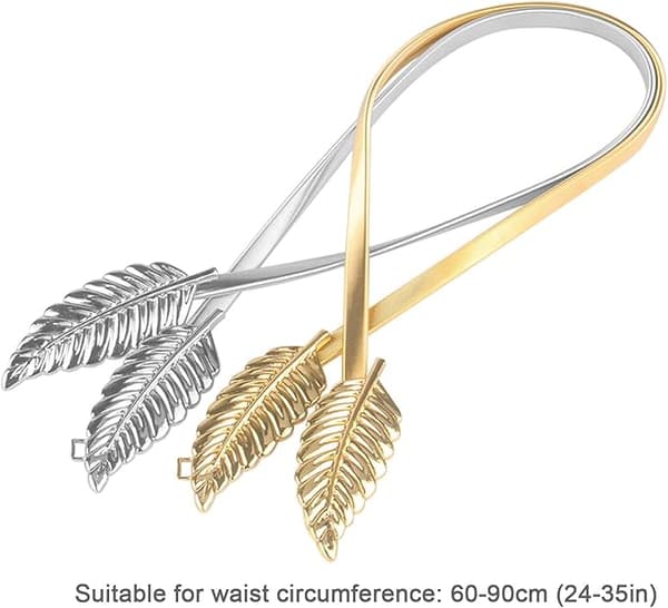 Stretchbelte dame, 4 stykker elastisk belte metall interlockspenne justerbart tynt lærbelte elegant midjebelte for dame kjole jeansbukser