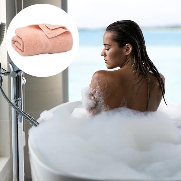 100% Bomuld Badehåndklæde Sæt Med 2| Oversized Badehåndklæder| Absorberende Badehåndklæder| 70*134cm Lotus root pink