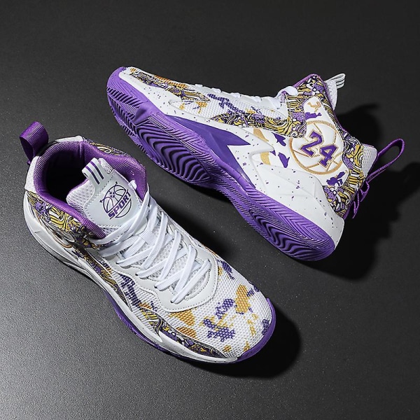 Herre Basketballsko Lett Pustende Gåsko Atletiske Motesneakers 3D8909 WhitePurple EU 36
