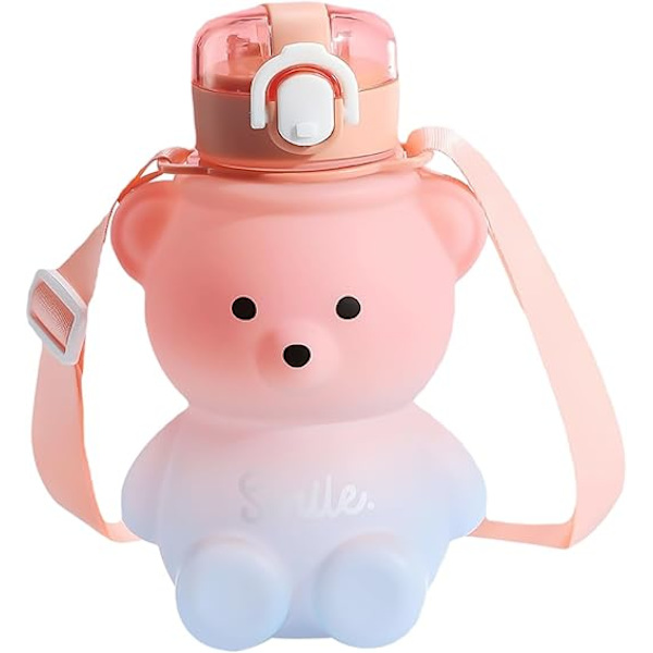 1 kpl karhu vesipullo, sarjakuvahahmo lasten vesipullo, Kawaii vesipullo, vesipullo olkahihnalla