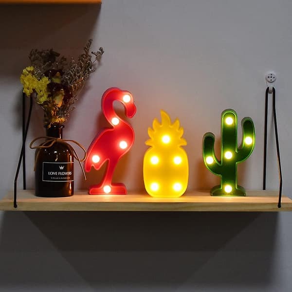 Flamingo, Ananas og Kaktus Mini Natlys Sæt Led Natlys