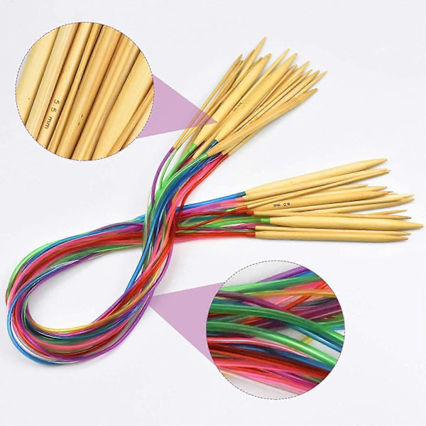 71 st Bambu Stickor Set Rundstickor Set, 2mm-10mm
