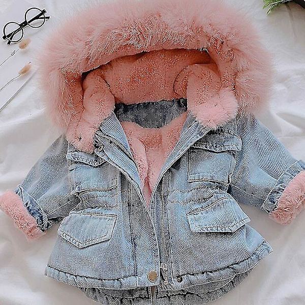 Lasten Denim Hupullinen Takki Lämmin Pitkähihainen Paksu Talvi Ulkoiluun 100cm A