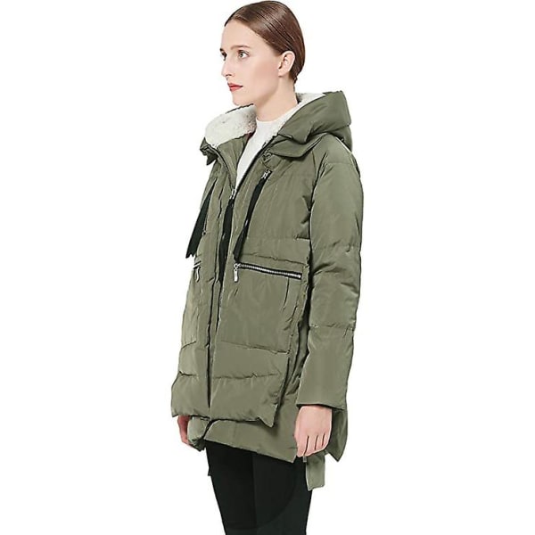 Kvinnors förtjockade dunjacka varm vinterdunrock Green XL