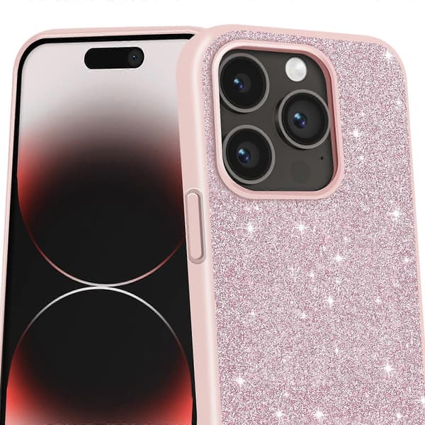Skal för iPhone 14 Pro Glitter Monokrom Finish, Rosa