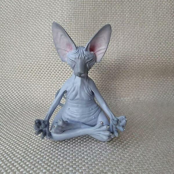 Kattefigur Sphynx Meditationsstatue Yoga Dyr Kat Mediterende Kunst Mikro