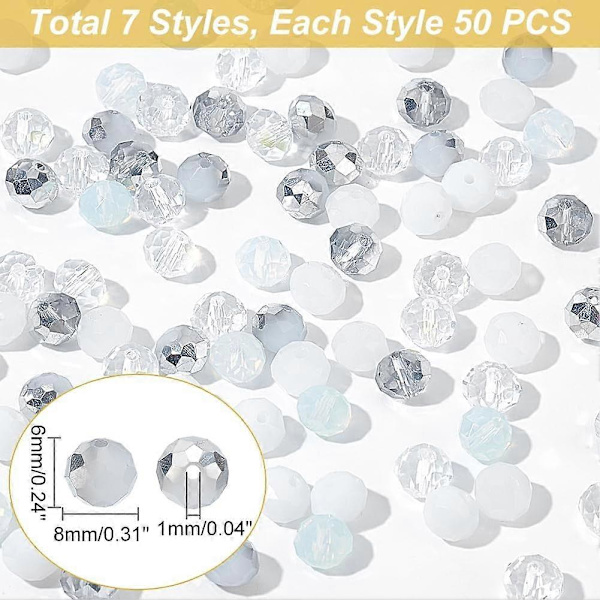 350 stk. Grønne Glasperler 8mm Facetterede Krystalperler 7 Stilarter Briolette Løse Perler Afstandsperler Håndværksperler til St. Patrick Armbånd Halskæde Ørering Nøglering
