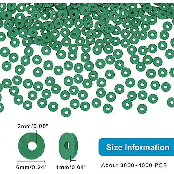 3000 st Polymerlera Pärlor 6mm Platta Heishi Pärlor Skivavståndspärlor med 2mm Hål för Armband Halsband Örhängen Smyckestillverkning Mörk Havsgrön