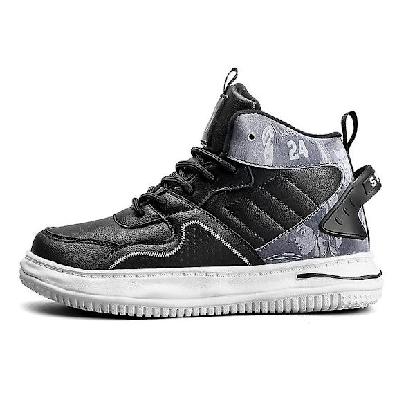 Barn Sneakers Hög-Top Sneakers Löparskor Platta Skor För Pojkar Fr887 BlackWhite EU 34