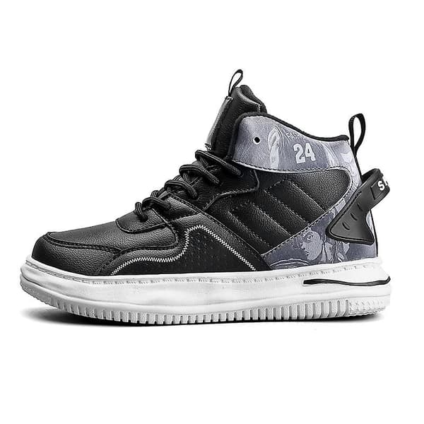 Barnesko Høyhælte Sneakers Løpesko Flate Sko For Gutter Fr887 BlackWhite EU 38