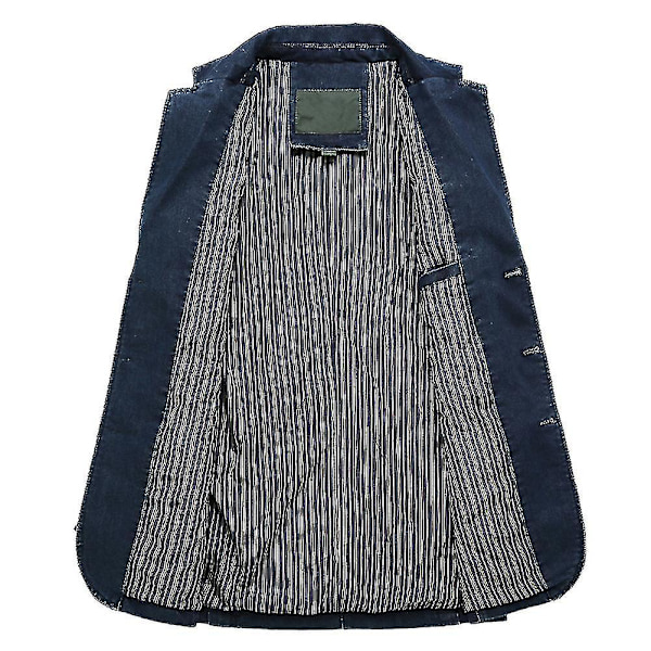 Kavaj i denim med krage och flera fickor för vardagsbruk Dark Blue 3XL