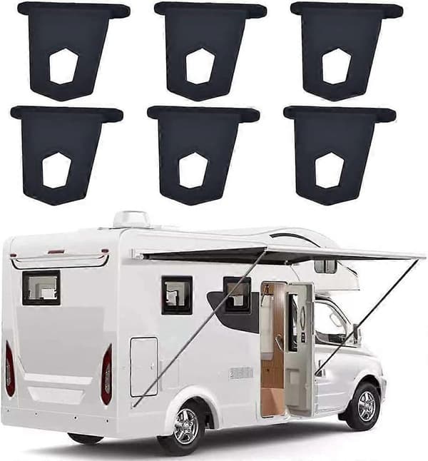 6-pack husvagnsmarkiskrokar, svarta, bärbara markiskrokar för husvagn, husbil, husbil