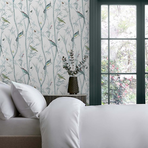 Graham &amp; Brown Next Chinoiserie Bird Trail Duck Egg Tapet 118267