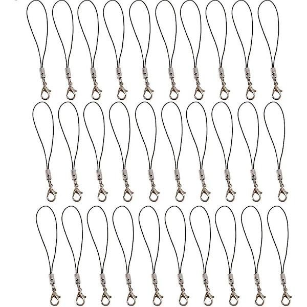 30 X Mobiltelefon Ryggsekk Lanyard, Hummersklo Lås, Spenne Snap, Anheng Dekorasjon Stropp Line Tau Snøre, Tone Delt Ring Med Sølv Krok, Jul T
