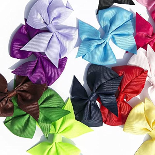 20 st hårklämmor för flickor Hårrosetter för flickor Pinwheel rosetter Grosgrain band rosetter med små krokodilklämmor