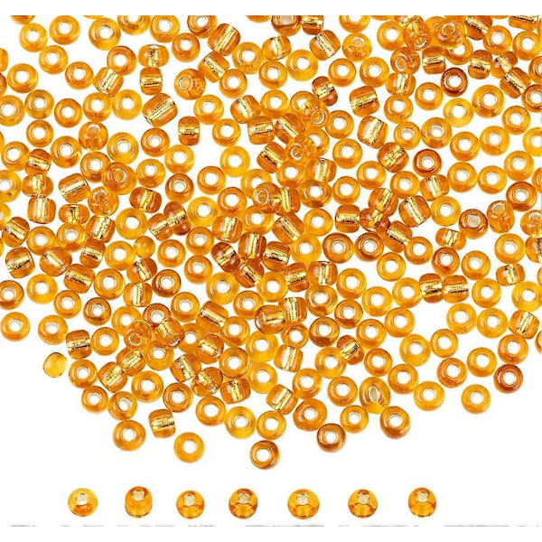 4500 st 6/0 Glaspärlor Silverfodrade Gyllenbrun Runda Ponypärlor Midjepärlor Mini Distanspärlor Diameter 4mm för Smyckestillverkning