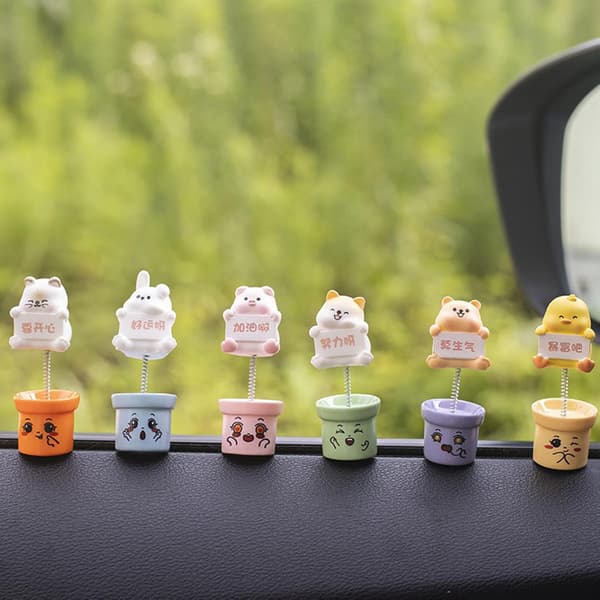 Dashboard Dyr, Søde Bil Dashboard Dyr, 6ST Shaking Animal Car Dash Decor - Livlige bilpynt