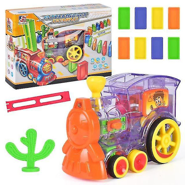 Domino Togsett Barn Domino Brikker Magisk Elektrisk Auto Oppsett Fargerike Plast Dominoer Baby Pedagogiske Brikker Småbarn Leker 02 transparent set