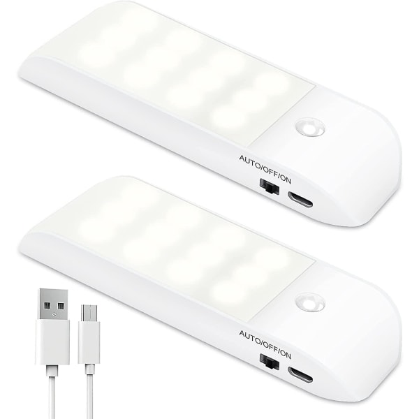 Automatisk Lys, Bærbar Bevægelsessensor Lys, 3 Tilstande Natlys 12 Led Usb Genopladeligt Varmt Lys