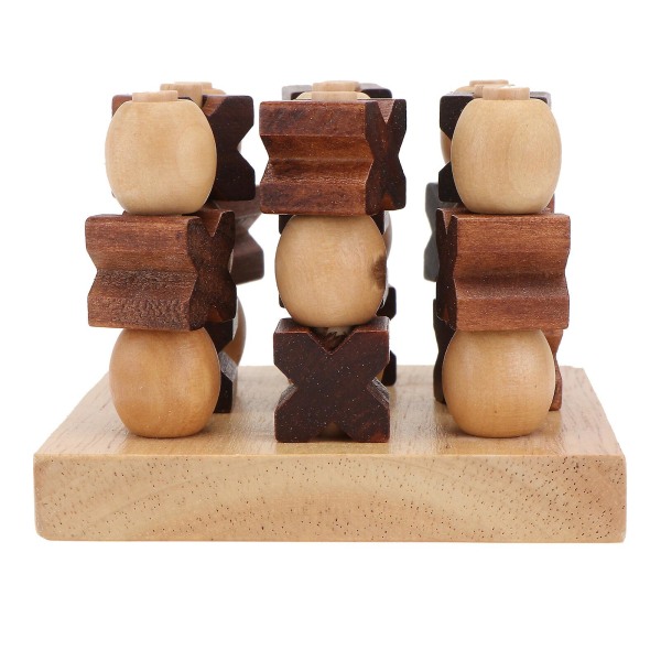 1 Set Träbrädespel Leksak Tic Tac Toe Schack Leksak Intelligens Fritidsspel Leksak Assorted Color 10x10cm