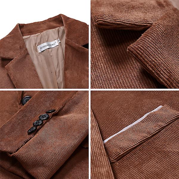 Herre Casual Fløjlsblazer Jakke Slim Fit Sportsfrakke Red 2XL