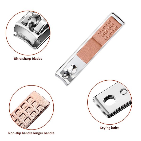 12-delad nagelklippare i rostfritt stål för fingernaglar och tånaglar Rose Gold