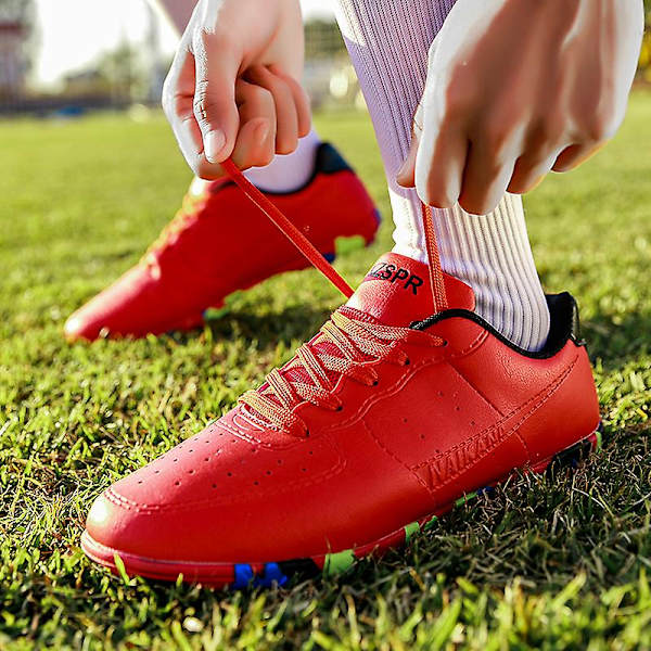 Fotballsko for menn og kvinner, sklisikre fotballsko med knotter, gressfotballsko 3C22026 Red 36
