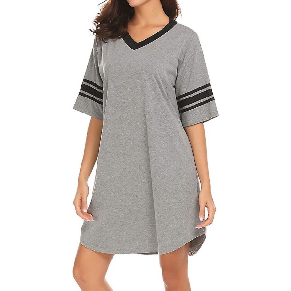 Kortermet nattøy for kvinner, V-hals løst og komfortabelt nattøy Grey 4XL