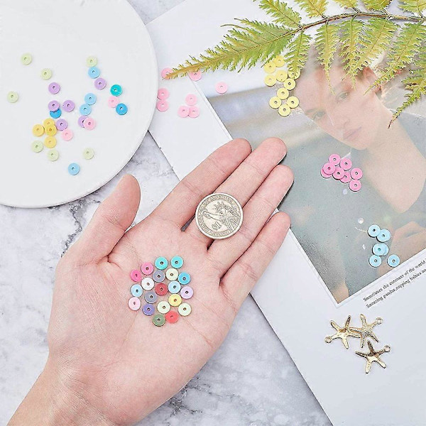 2850~3000 stk. Miljøvenlige Håndlavede Polymer Ler Perler Flade Runde Heishi Perler Blandet Farve 6x1mm Hul: 2mm