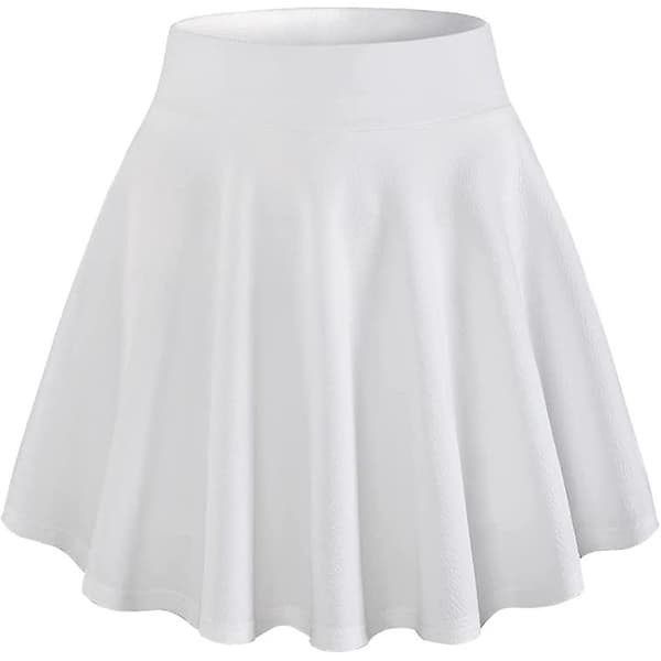 Kvinders Plettet Miniskørt, Solid Ruffle Lingeri Skørter Med Shorts White L