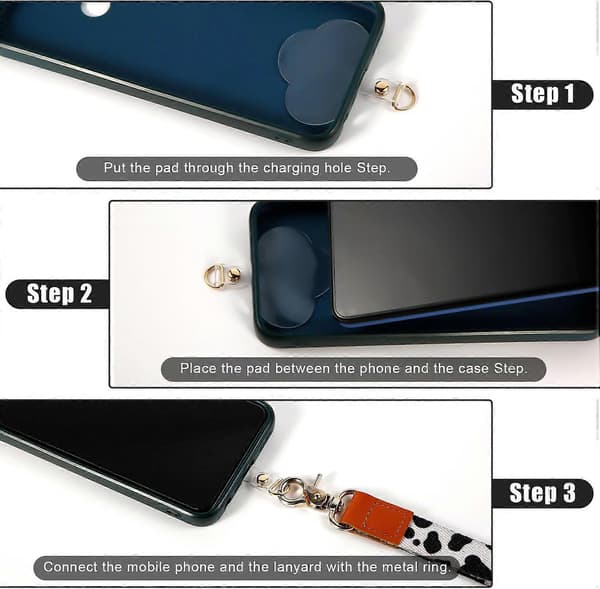 6 stk. Telefon Tether Tabs, Mobiltelefon Lanyard Patch Uden Klæbemiddel, Gør Ikke