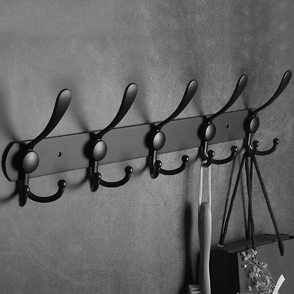 Klädkrokar, Klädhängare, Klädkrokar Väggmonterade, Stål Klädkrokar Rack, Klädkrok, Vägg Klädhängare (svart 2st)