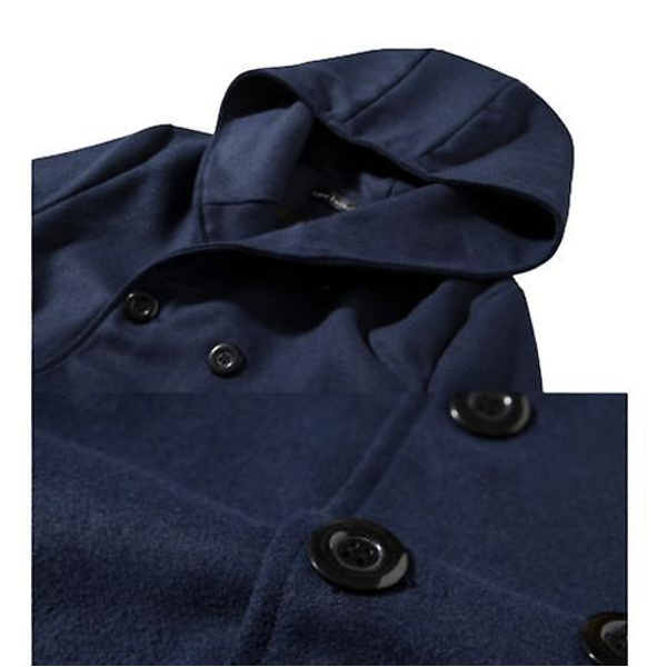 Miesten Talvivahva Väri Peacoat Villa, Lämmin Huppu Ohut Takki Navy M