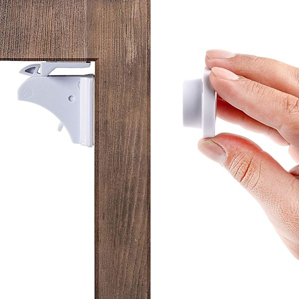 Vauvan turvalliset magneettiset kaappilukot Lasten kaappilukko, lapsiturvalliset keittiön laatikko- tai ovilukot, ei ruuveja tai porausta, helppo asennus (12 lukkoa +