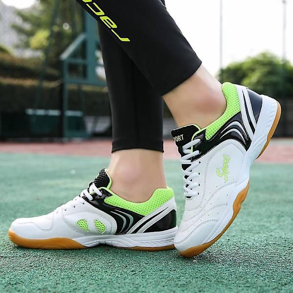 Lätta sneakers för män och kvinnor, lämpliga för inomhusbanor, badminton, 3D7059 WhiteGreen EU 41