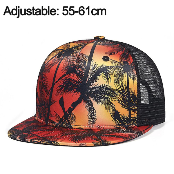 Baseball-lippis HD-digitaalipainettu kookospuu Hip-hop hattu kesän aurinkosuoja red
