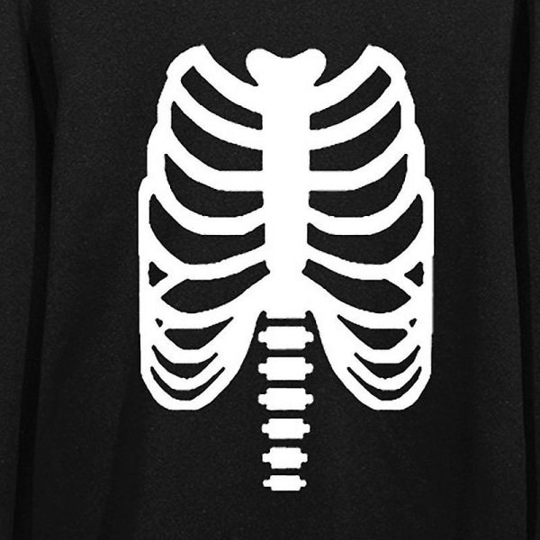 Oversize sweatshirt til damer med skeletprint, lange ærmer, rund hals, løs og afslappet XXXL