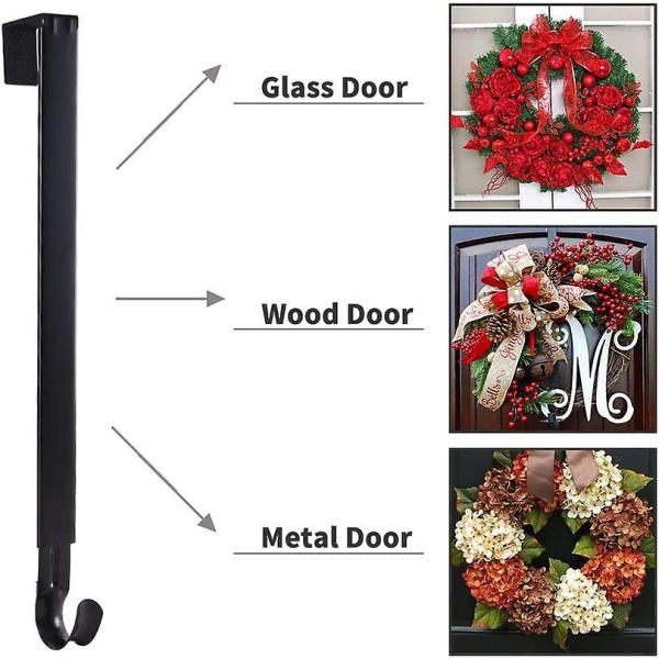 Kranshängare, justerbar metallkrok över dörr från 15-25 tum håller upp till 20 pund (svart, 1)