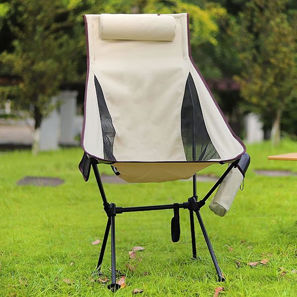 Hopfällbar Campingstol Ultralätt Bärbar Andningsbar Aluminiumlegering Ramstol För Fiske För Camping, Picknick, Fiske Och Andra Utomhusaktiviteter beige