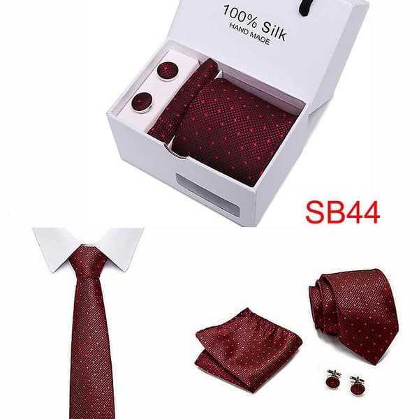 Herre Slips Spot Gaveæske 5 Dele Sæt Slips Business Formel Bryllupsslips B44