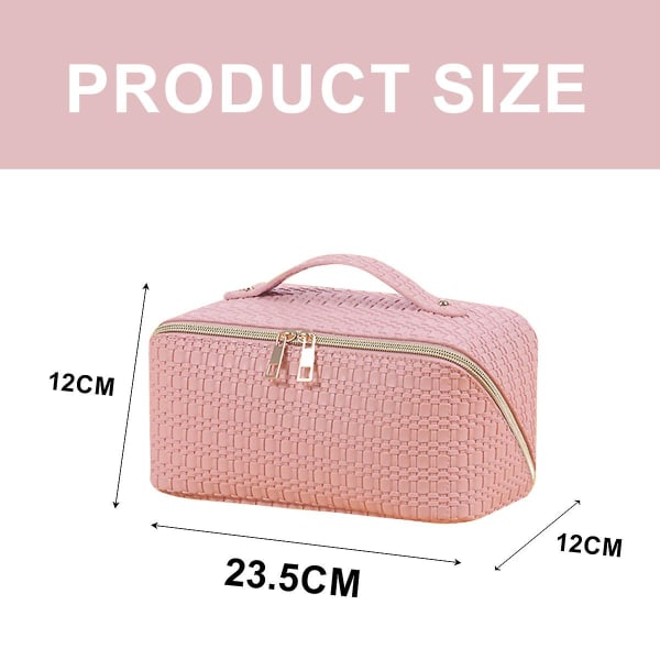 Suurikokoinen matkameikkilaukku, kannettava kosmetiikkalaukku, PU-nahkainen vedenpitävä laukku naisille pink
