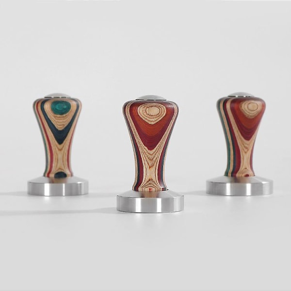 Kaffetamper i rustfritt stål (53 mm farget tretamper)