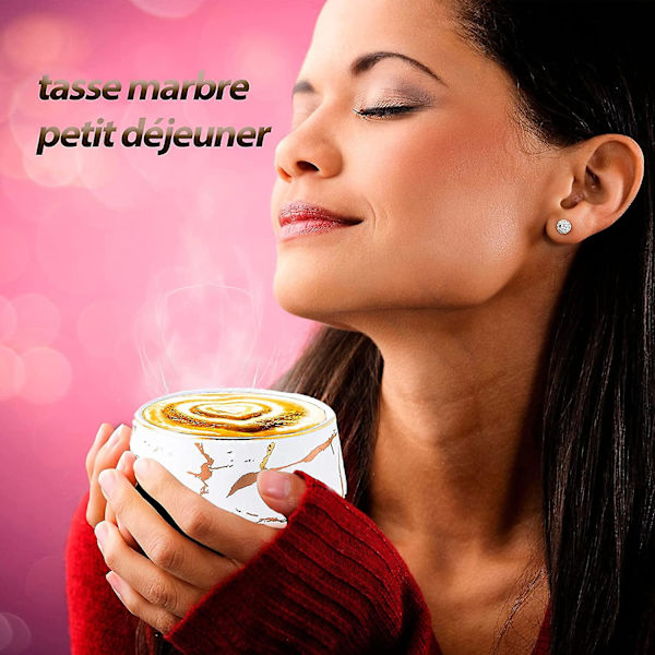 Stiliseret Keramisk Cappuccino Og Urtete Kaffe Tekop Sæt Type 300ml Hvid Guld Pate