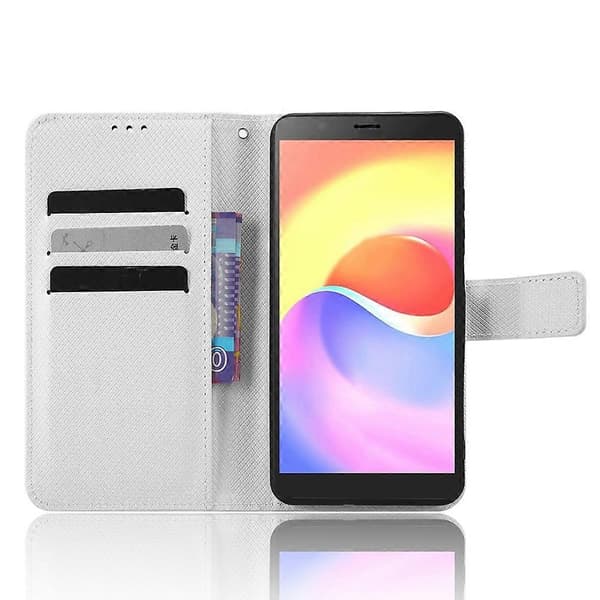 För ZTE Blade A32 Diamanttextur Läder Telefonfodral White