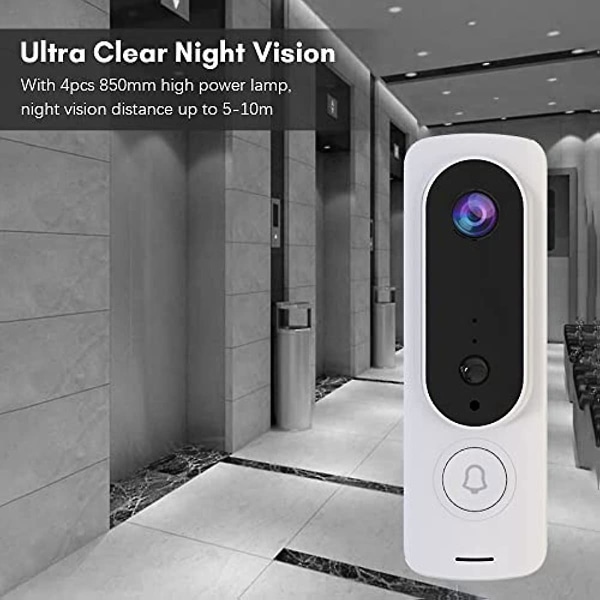 Wifi Video Dørklokke Kamera Med Klokke Trådløs 1080p HD Kamera 2-vejs Audio Bevægelsesdetektering Infrarød Nattesyn Realtids Overvågning Understøtter Tuya App