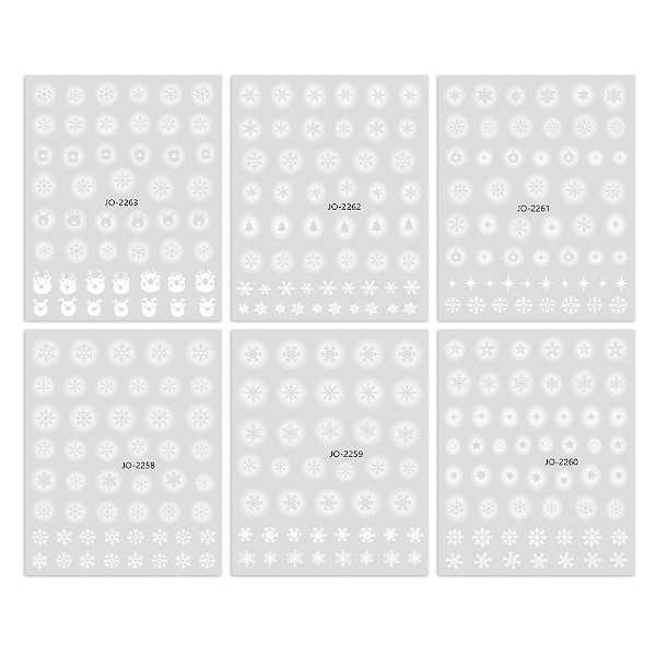 12 ark jul nagelkonst dekaler jul 3d nagel självhäftande klistermärken snöflingor för kvinnor flickor barn diy nageldesign