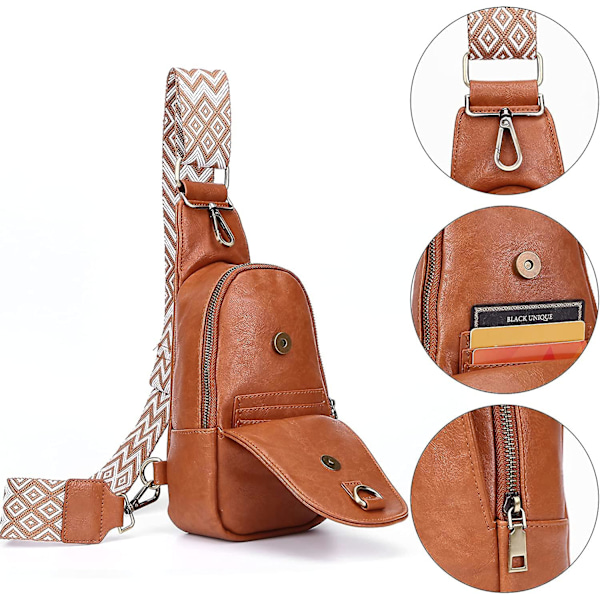 Brustväska för kvinnor, crossbody-väska, axelväska i PU-läder