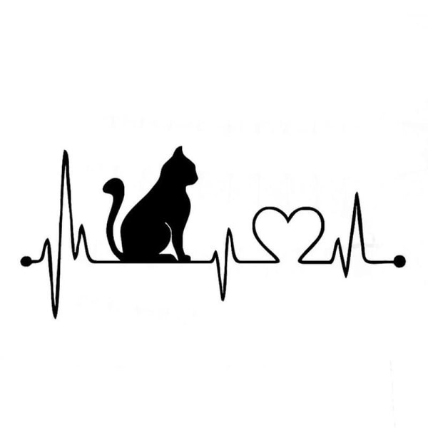 1 st Bildekaler Katt med tecknade elektrokardiogramdekaler Modeväggdekaler Badrumsdekoration Anime Dcor