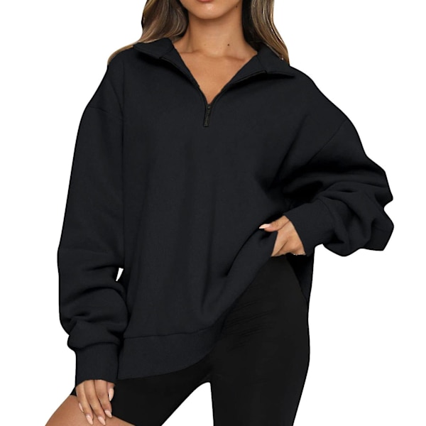 Pige Langærmet Sweatshirt Moderigtig Og Attraktiv Skjorte Til Kvinder Formel Daglig Fest Bal XL Black